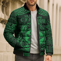 Personalized Pembrokeshire Sir Benfro Bomber Puffer Jacket Green Puffin Celtic-inspired - Wonder Print Shop