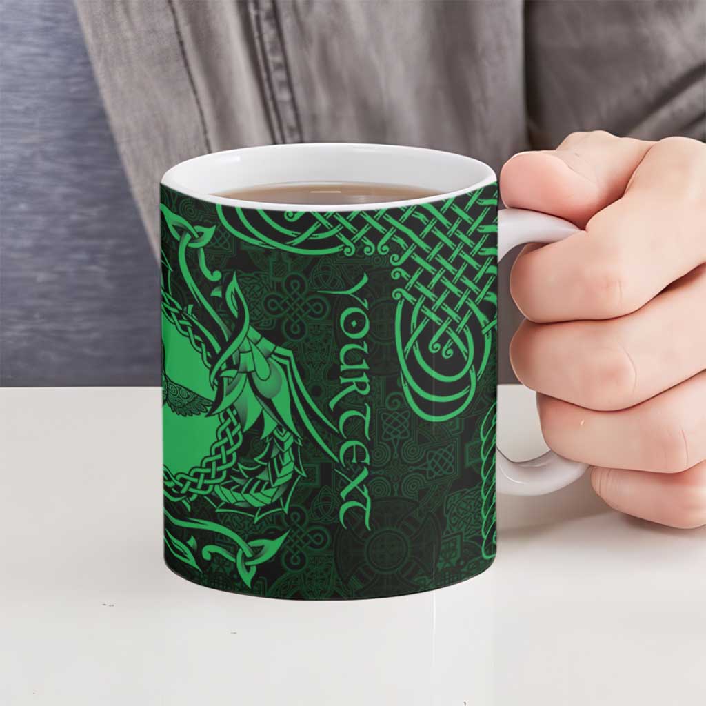 Personalized Pembrokeshire Sir Benfro Ceramic Mug Green Puffin Celtic-inspired - Wonder Print Shop