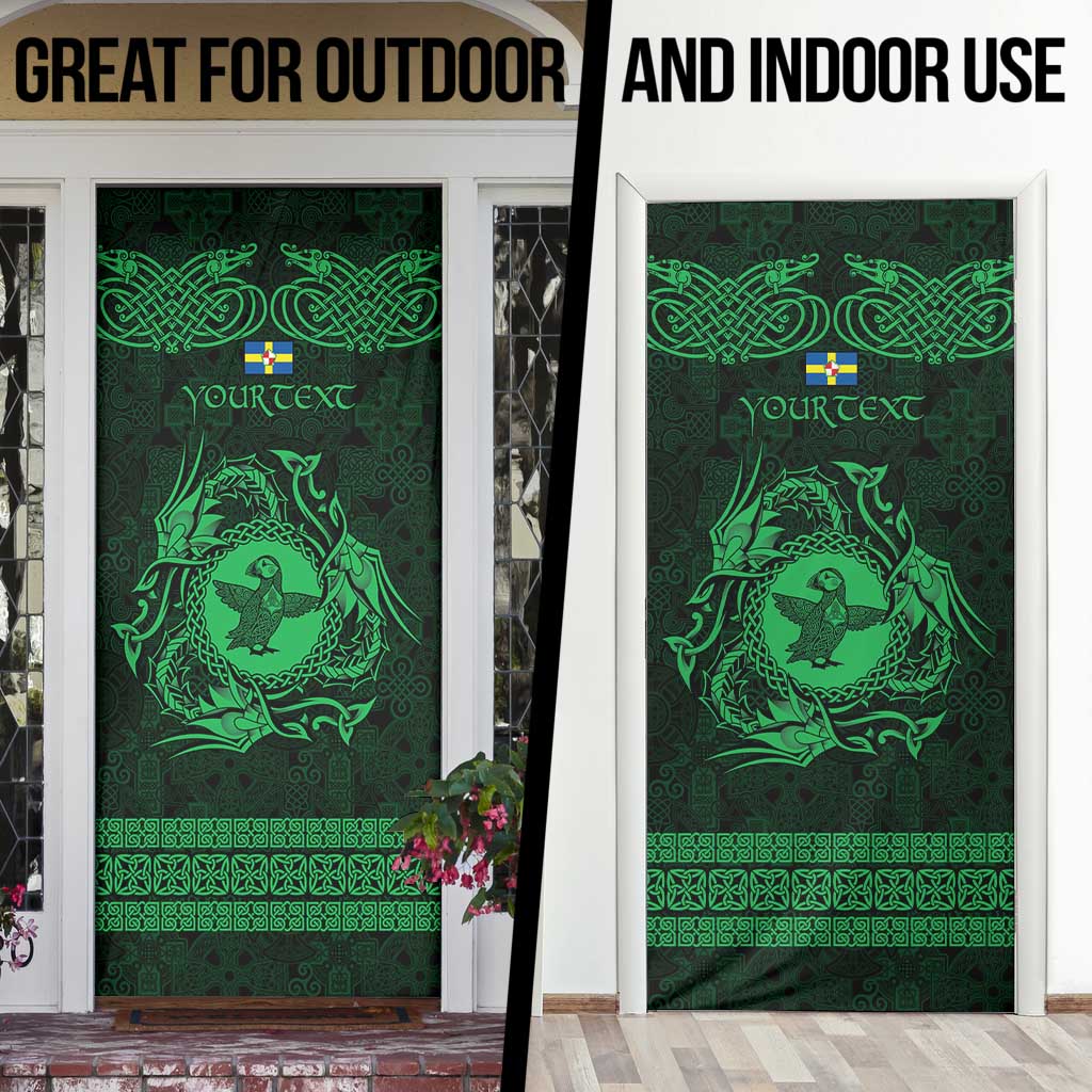 Personalized Pembrokeshire Sir Benfro Door Cover Green Puffin Celtic-inspired - Wonder Print Shop