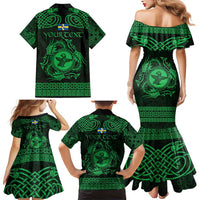 Personalized Pembrokeshire Sir Benfro Family Matching Mermaid Dress and Hawaiian Shirt Green Puffin Celtic-inspired - Wonder Print Shop