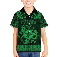 Personalized Pembrokeshire Sir Benfro Family Matching Off The Shoulder Long Sleeve Dress and Hawaiian Shirt Green Puffin Celtic-inspired - Wonder Print Shop