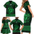 Personalized Pembrokeshire Sir Benfro Family Matching Short Sleeve Bodycon Dress and Hawaiian Shirt Green Puffin Celtic-inspired - Wonder Print Shop