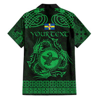Personalized Pembrokeshire Sir Benfro Family Matching Short Sleeve Bodycon Dress and Hawaiian Shirt Green Puffin Celtic-inspired - Wonder Print Shop