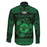 Personalized Pembrokeshire Sir Benfro Family Matching Short Sleeve Bodycon Dress and Hawaiian Shirt Green Puffin Celtic-inspired - Wonder Print Shop