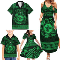 Personalized Pembrokeshire Sir Benfro Family Matching Summer Maxi Dress and Hawaiian Shirt Green Puffin Celtic-inspired - Wonder Print Shop