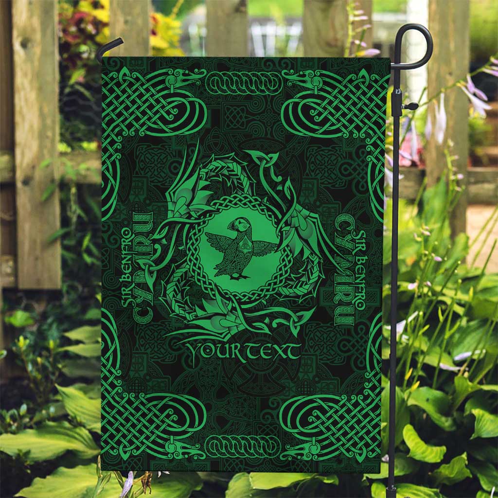 Personalized Pembrokeshire Sir Benfro Garden Flag Green Puffin Celtic-inspired - Wonder Print Shop