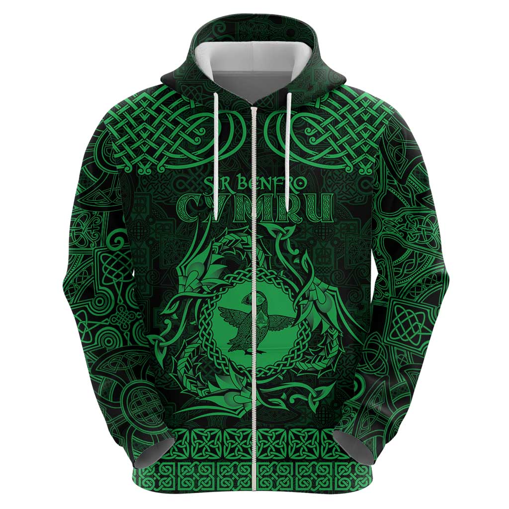 Personalized Pembrokeshire Sir Benfro Hoodie Green Puffin Celtic-inspired - Wonder Print Shop