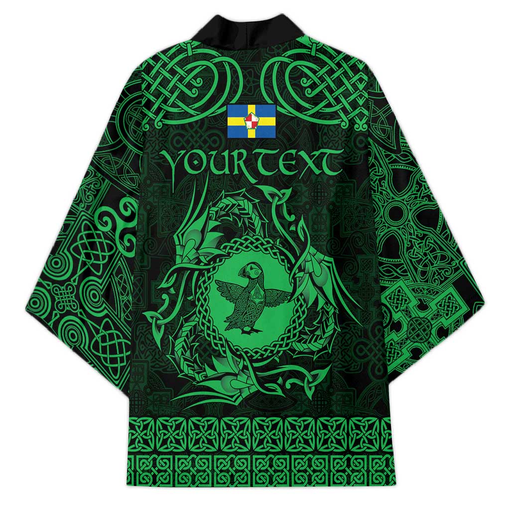 Personalized Pembrokeshire Sir Benfro Kimono Green Puffin Celtic-inspired - Wonder Print Shop