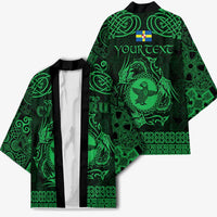 Personalized Pembrokeshire Sir Benfro Kimono Green Puffin Celtic-inspired - Wonder Print Shop