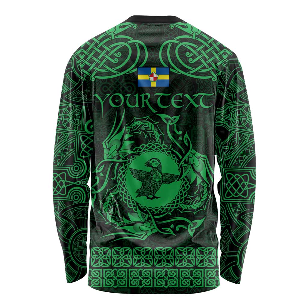Personalized Pembrokeshire Sir Benfro Long Sleeve Shirt Green Puffin Celtic-inspired - Wonder Print Shop