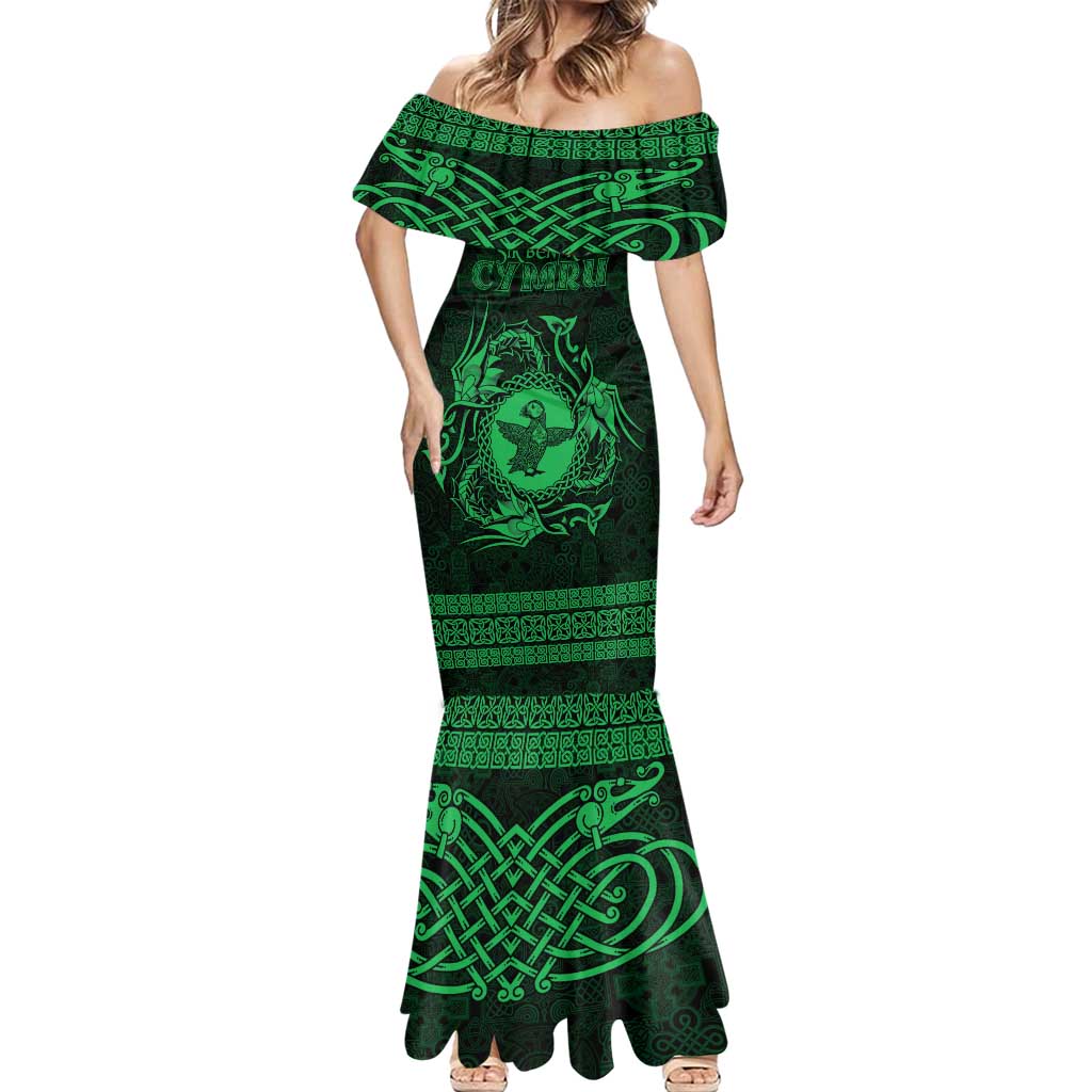 Personalized Pembrokeshire Sir Benfro Mermaid Dress Green Puffin Celtic-inspired - Wonder Print Shop