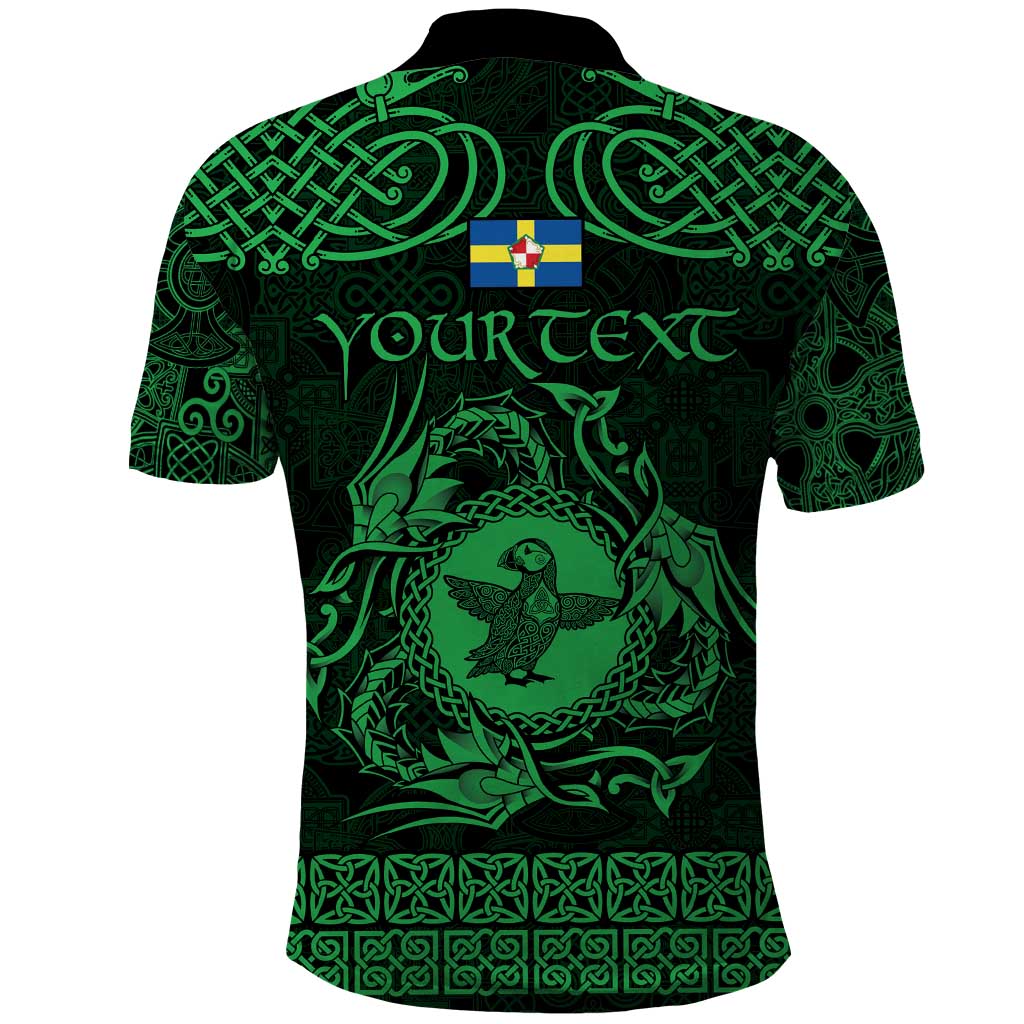 Personalized Pembrokeshire Sir Benfro Polo Shirt Green Puffin Celtic-inspired - Wonder Print Shop
