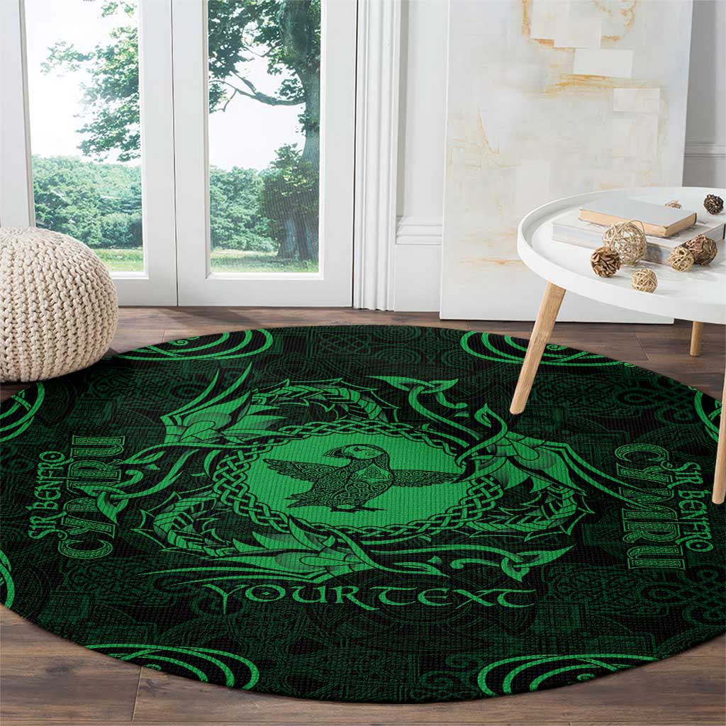 Personalized Pembrokeshire Sir Benfro Round Carpet Green Puffin Celtic-inspired - Wonder Print Shop