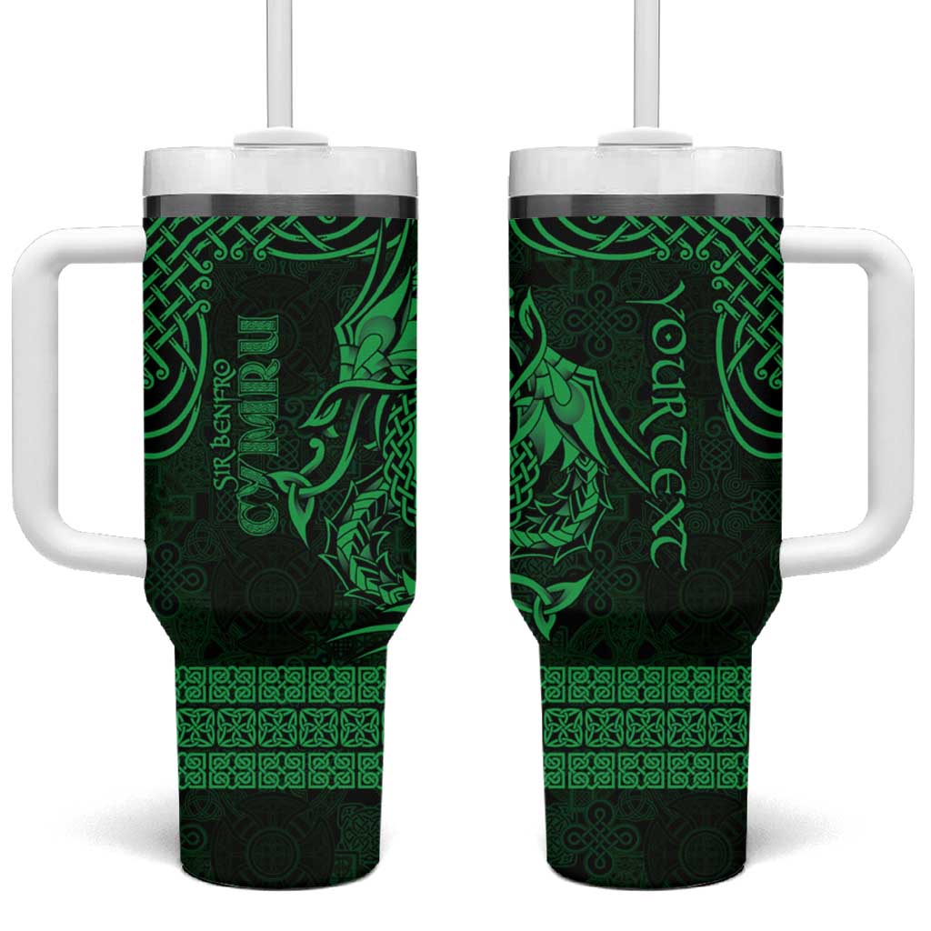 Personalized Pembrokeshire Sir Benfro Tumbler With Handle Green Puffin Celtic-inspired - Wonder Print Shop