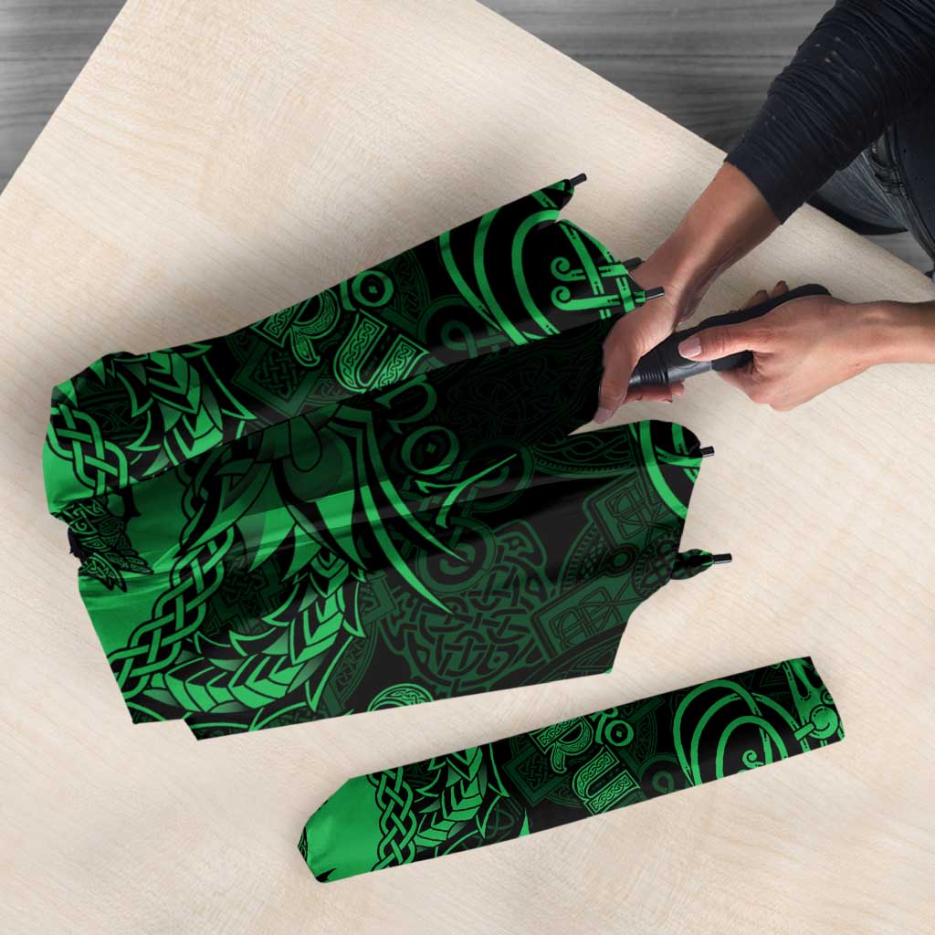 Personalized Pembrokeshire Sir Benfro Umbrella Green Puffin Celtic-inspired - Wonder Print Shop