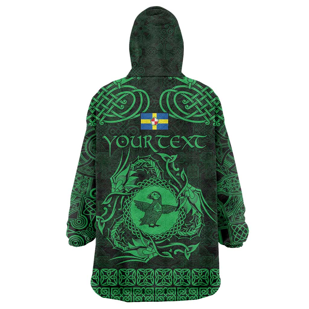 Personalized Pembrokeshire Sir Benfro Wearable Blanket Hoodie Green Puffin Celtic-inspired - Wonder Print Shop