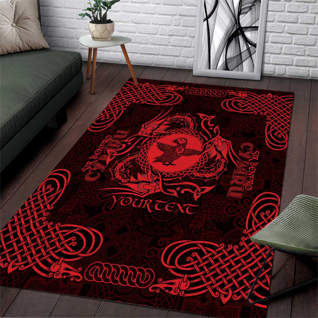 Personalized Pembrokeshire Sir Benfro Area Rug Red Puffin Celtic-inspired - Wonder Print Shop