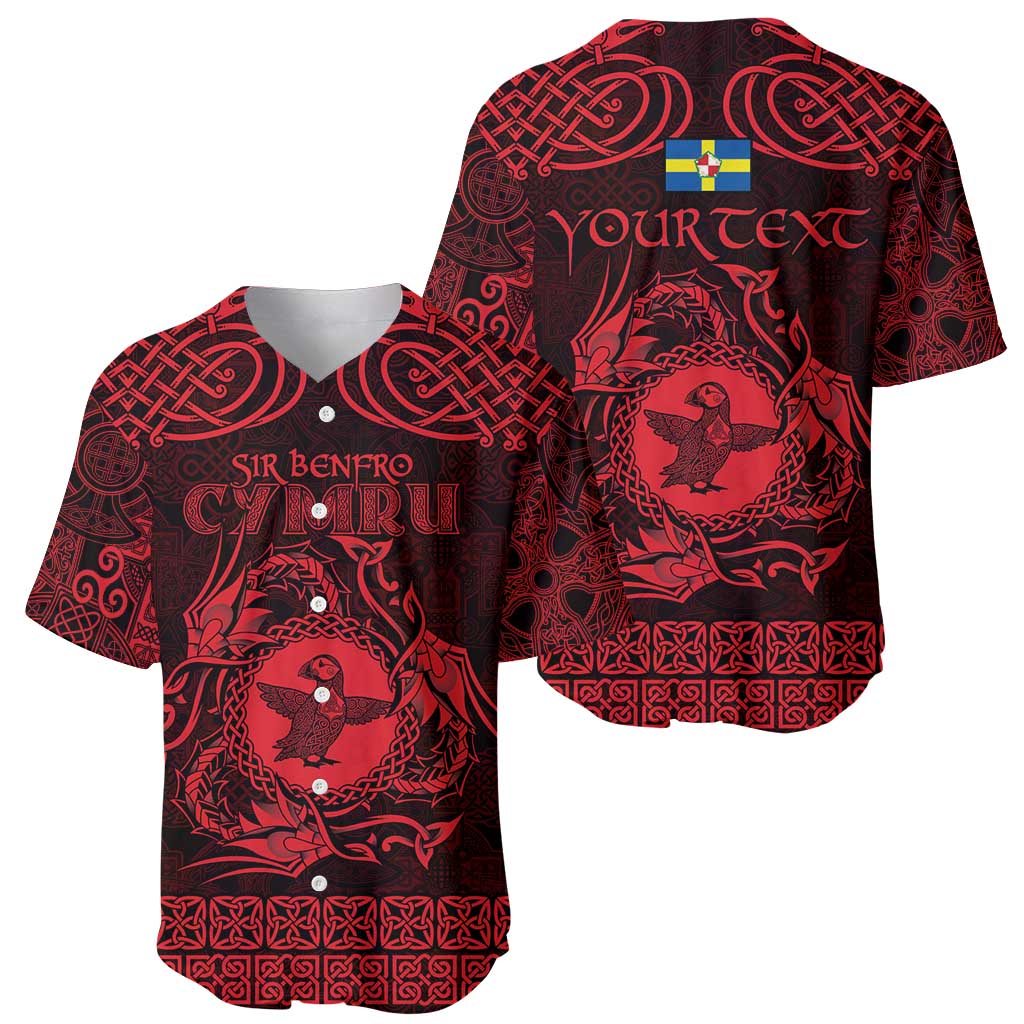 Personalized Pembrokeshire Sir Benfro Baseball Jersey Red Puffin Celtic-inspired - Wonder Print Shop