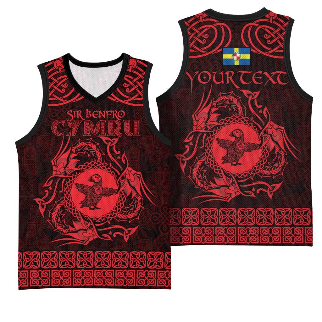 Personalized Pembrokeshire Sir Benfro Basketball Jersey Red Puffin Celtic-inspired - Wonder Print Shop