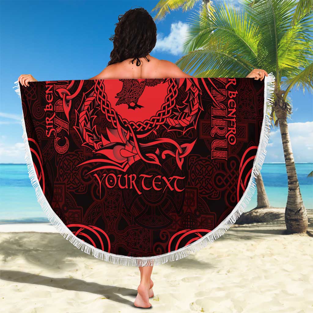 Personalized Pembrokeshire Sir Benfro Beach Blanket Red Puffin Celtic-inspired - Wonder Print Shop