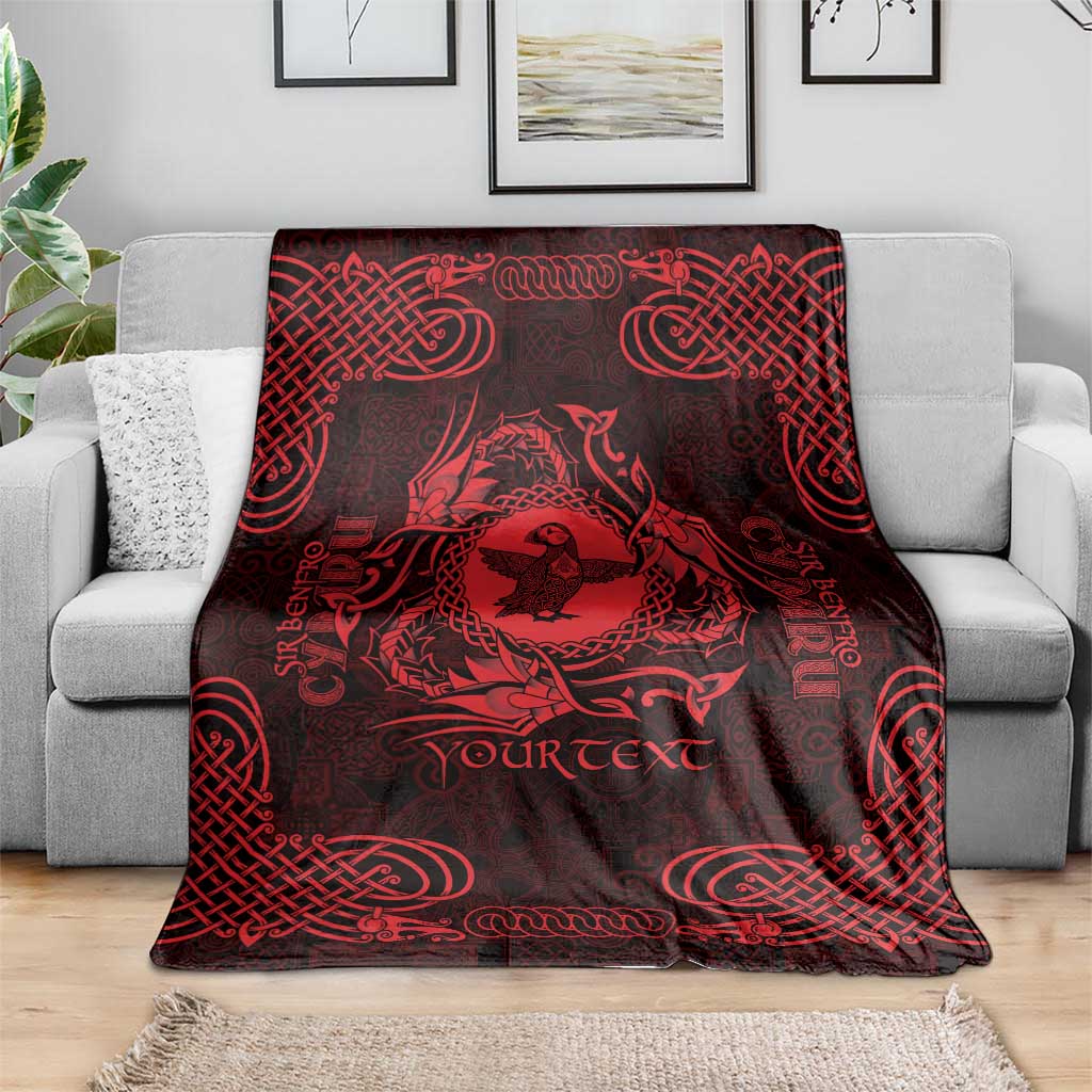 Personalized Pembrokeshire Sir Benfro Blanket Red Puffin Celtic-inspired - Wonder Print Shop