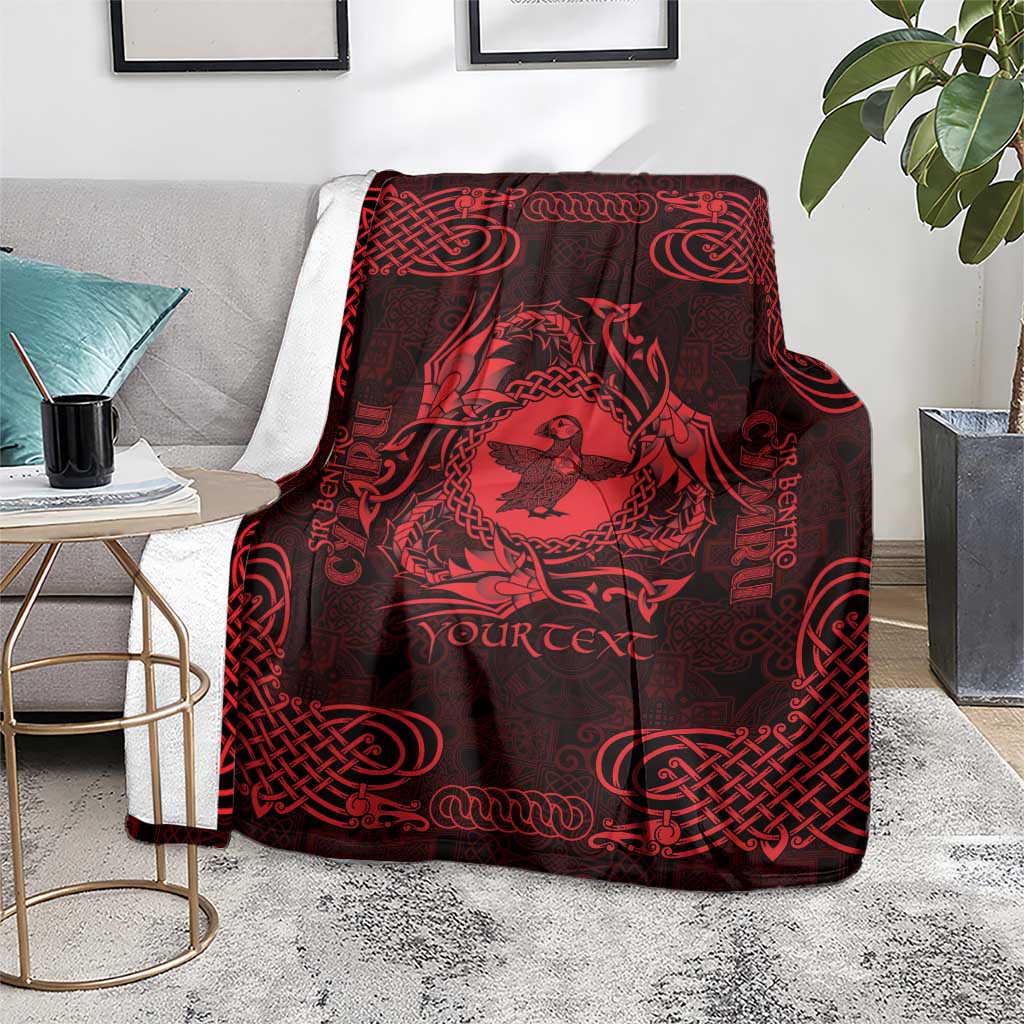 Personalized Pembrokeshire Sir Benfro Blanket Red Puffin Celtic-inspired - Wonder Print Shop