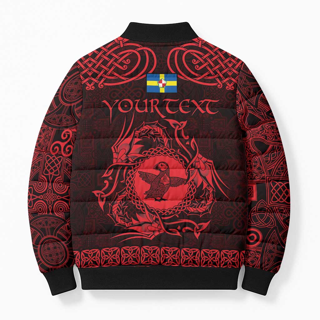 Personalized Pembrokeshire Sir Benfro Bomber Puffer Jacket Red Puffin Celtic-inspired - Wonder Print Shop