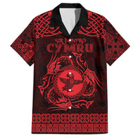 Personalized Pembrokeshire Sir Benfro Family Matching Off The Shoulder Long Sleeve Dress and Hawaiian Shirt Red Puffin Celtic-inspired - Wonder Print Shop