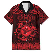 Personalized Pembrokeshire Sir Benfro Family Matching Off Shoulder Short Dress and Hawaiian Shirt Red Puffin Celtic-inspired - Wonder Print Shop