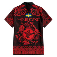 Personalized Pembrokeshire Sir Benfro Family Matching Off Shoulder Short Dress and Hawaiian Shirt Red Puffin Celtic-inspired - Wonder Print Shop