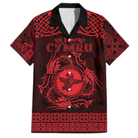 Personalized Pembrokeshire Sir Benfro Family Matching Short Sleeve Bodycon Dress and Hawaiian Shirt Red Puffin Celtic-inspired - Wonder Print Shop