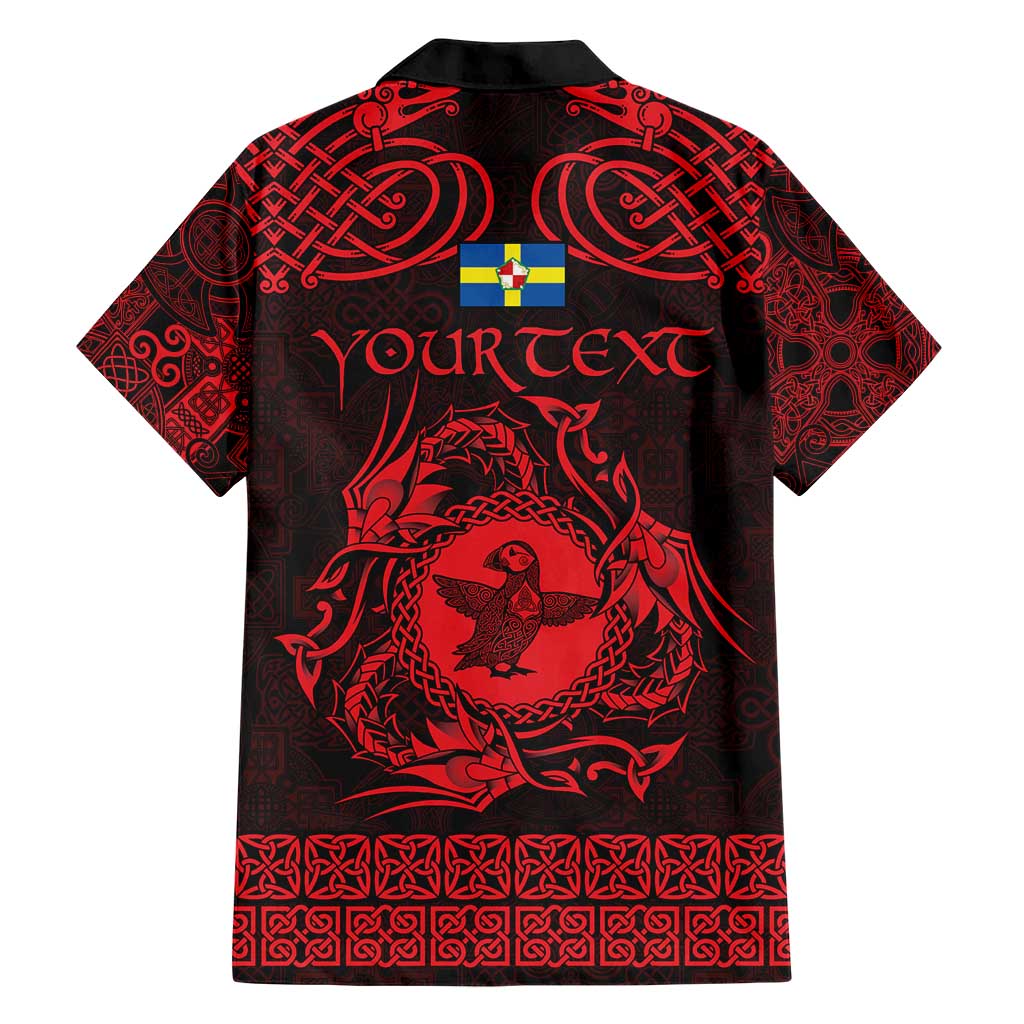 Personalized Pembrokeshire Sir Benfro Family Matching Short Sleeve Bodycon Dress and Hawaiian Shirt Red Puffin Celtic-inspired - Wonder Print Shop