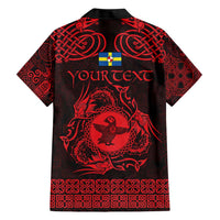 Personalized Pembrokeshire Sir Benfro Family Matching Short Sleeve Bodycon Dress and Hawaiian Shirt Red Puffin Celtic-inspired - Wonder Print Shop