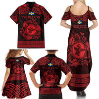 Personalized Pembrokeshire Sir Benfro Family Matching Summer Maxi Dress and Hawaiian Shirt Red Puffin Celtic-inspired - Wonder Print Shop