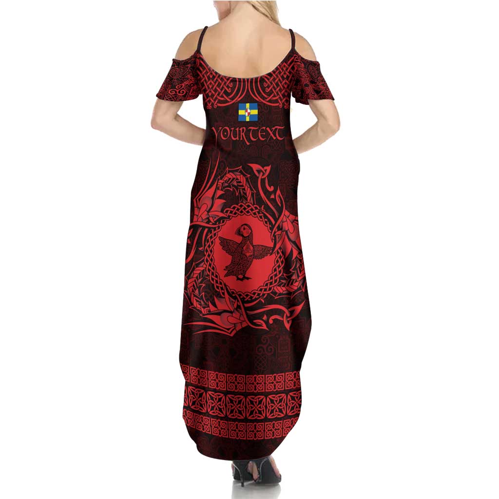 Personalized Pembrokeshire Sir Benfro Family Matching Summer Maxi Dress and Hawaiian Shirt Red Puffin Celtic-inspired - Wonder Print Shop