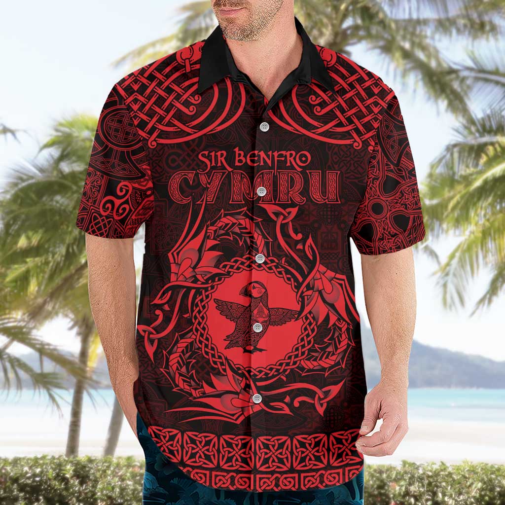 Personalized Pembrokeshire Sir Benfro Hawaiian Shirt Red Puffin Celtic-inspired - Wonder Print Shop
