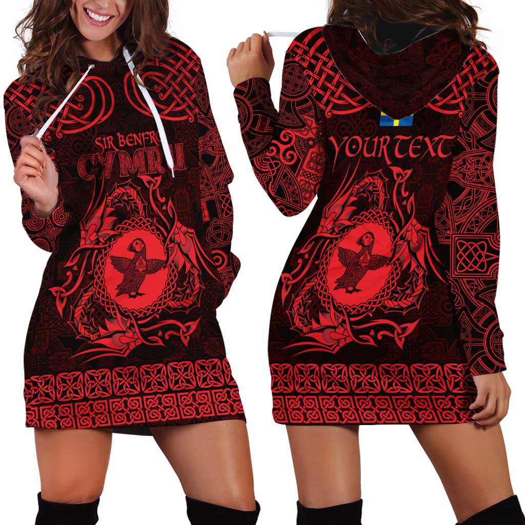 Personalized Pembrokeshire Sir Benfro Hoodie Dress Red Puffin Celtic-inspired - Wonder Print Shop
