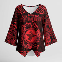 Personalized Pembrokeshire Sir Benfro Kimono Sleeve Blouse Red Puffin Celtic-inspired - Wonder Print Shop