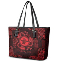 Personalized Pembrokeshire Sir Benfro Leather Tote Bag Red Puffin Celtic-inspired - Wonder Print Shop