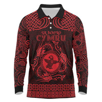 Personalized Pembrokeshire Sir Benfro Long Sleeve Polo Shirt Red Puffin Celtic-inspired - Wonder Print Shop