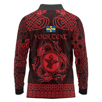 Personalized Pembrokeshire Sir Benfro Long Sleeve Polo Shirt Red Puffin Celtic-inspired - Wonder Print Shop