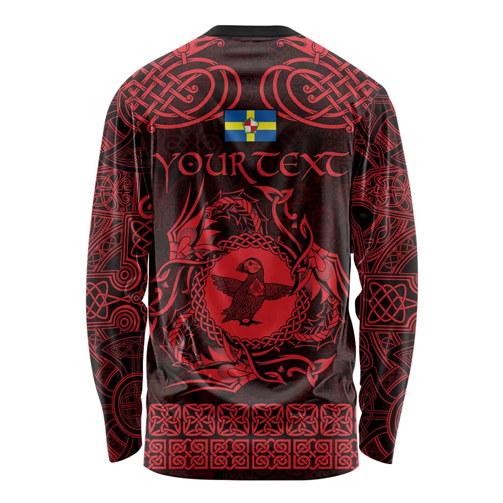Personalized Pembrokeshire Sir Benfro Long Sleeve Shirt Red Puffin Celtic-inspired - Wonder Print Shop