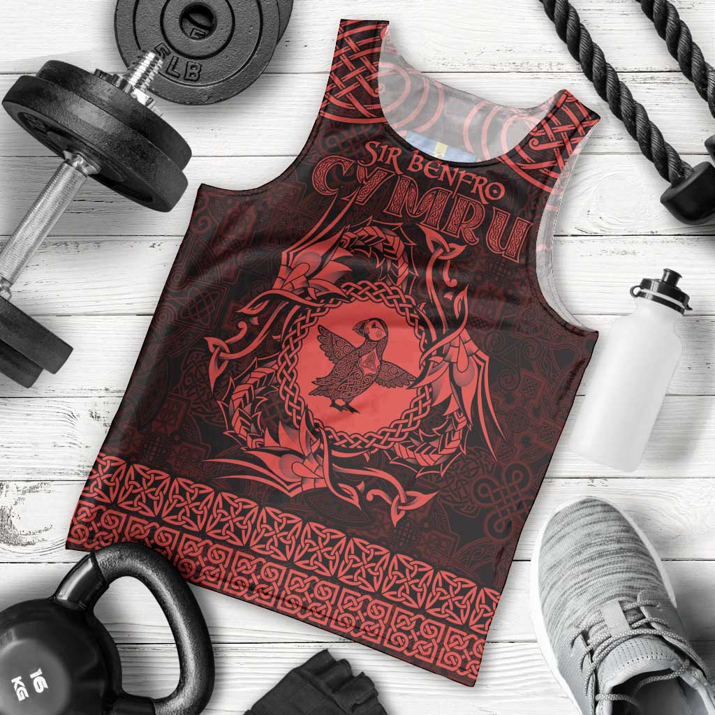 Personalized Pembrokeshire Sir Benfro Men Tank Top Red Puffin Celtic-inspired - Wonder Print Shop