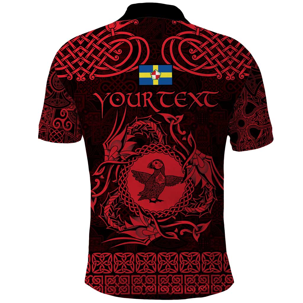 Personalized Pembrokeshire Sir Benfro Polo Shirt Red Puffin Celtic-inspired - Wonder Print Shop