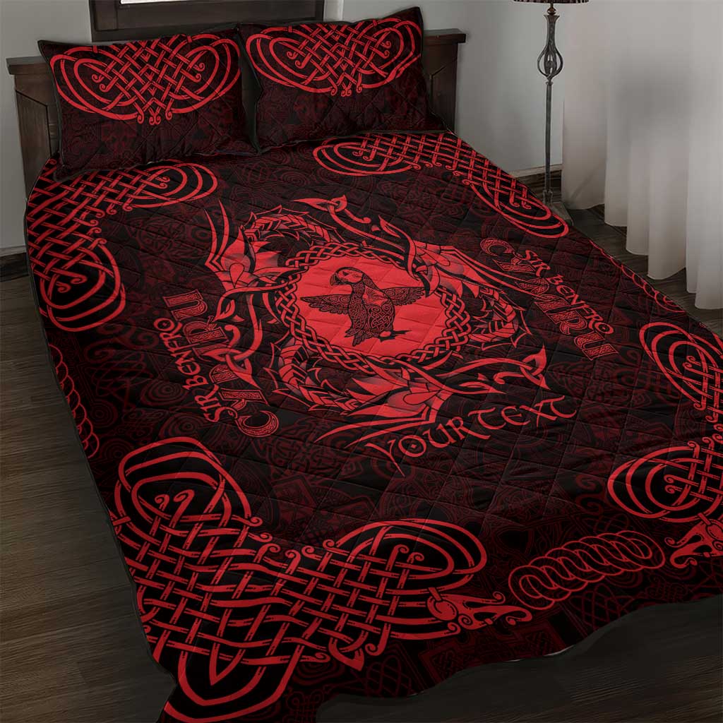 Personalized Pembrokeshire Sir Benfro Quilt Bed Set Red Puffin Celtic-inspired - Wonder Print Shop