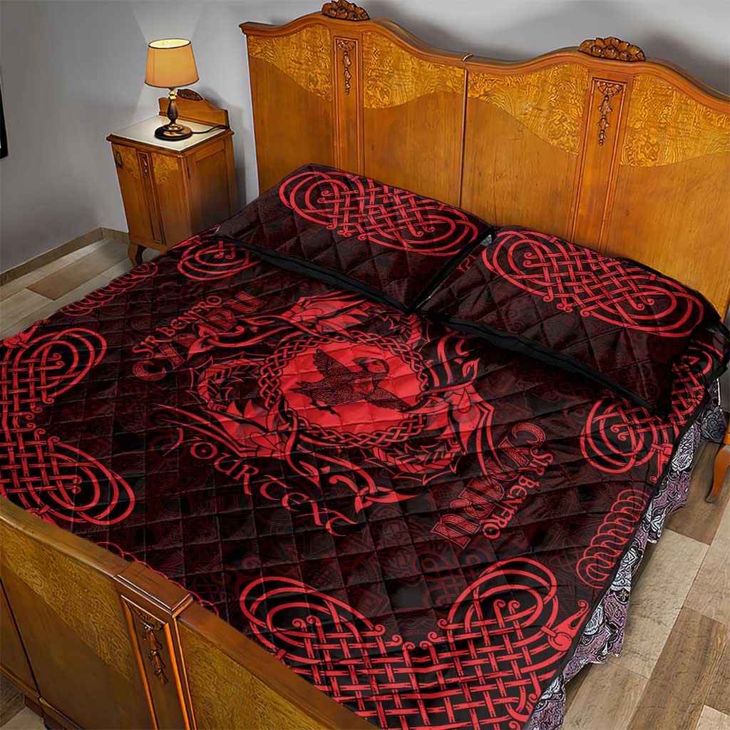 Personalized Pembrokeshire Sir Benfro Quilt Bed Set Red Puffin Celtic-inspired - Wonder Print Shop