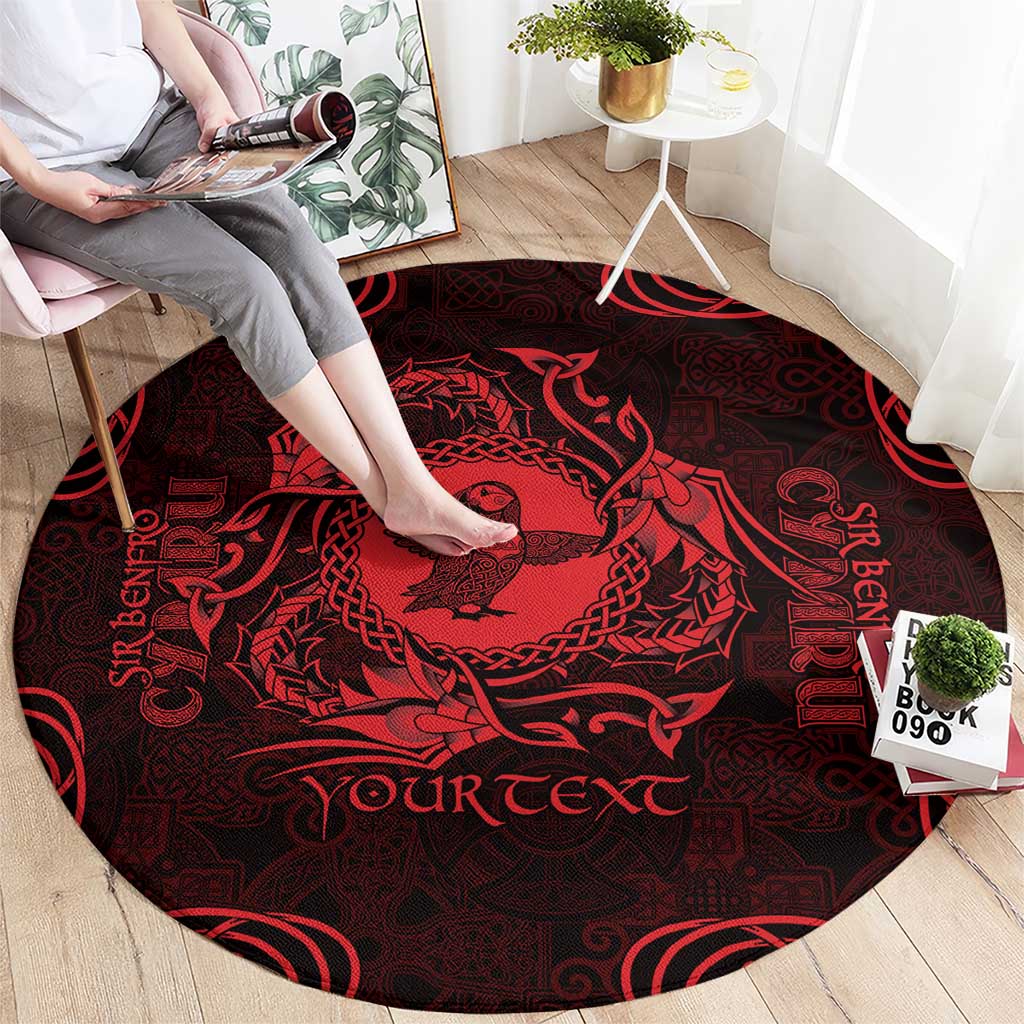 Personalized Pembrokeshire Sir Benfro Round Carpet Red Puffin Celtic-inspired - Wonder Print Shop
