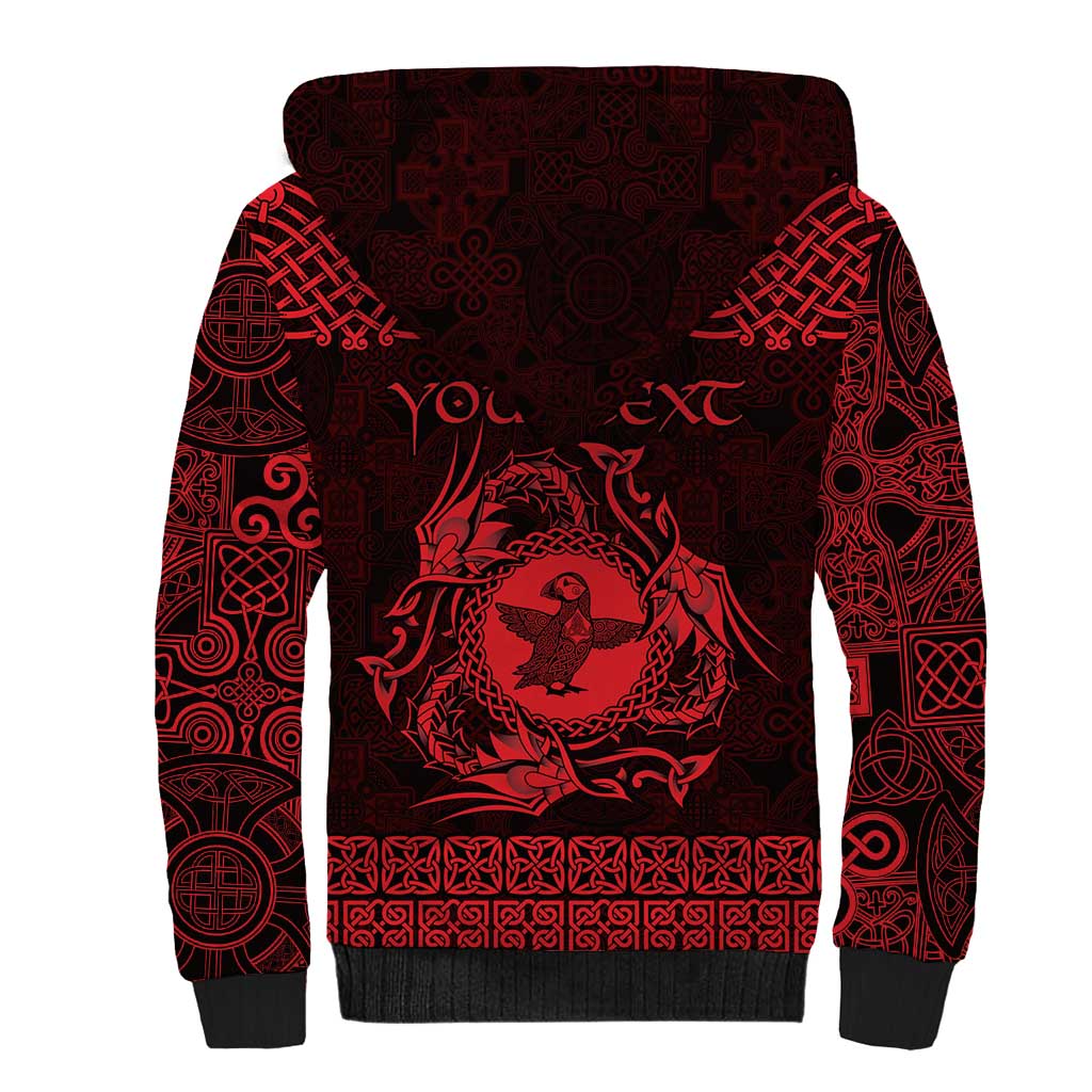 Personalized Pembrokeshire Sir Benfro Sherpa Hoodie Red Puffin Celtic-inspired - Wonder Print Shop