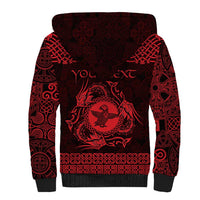 Personalized Pembrokeshire Sir Benfro Sherpa Hoodie Red Puffin Celtic-inspired - Wonder Print Shop