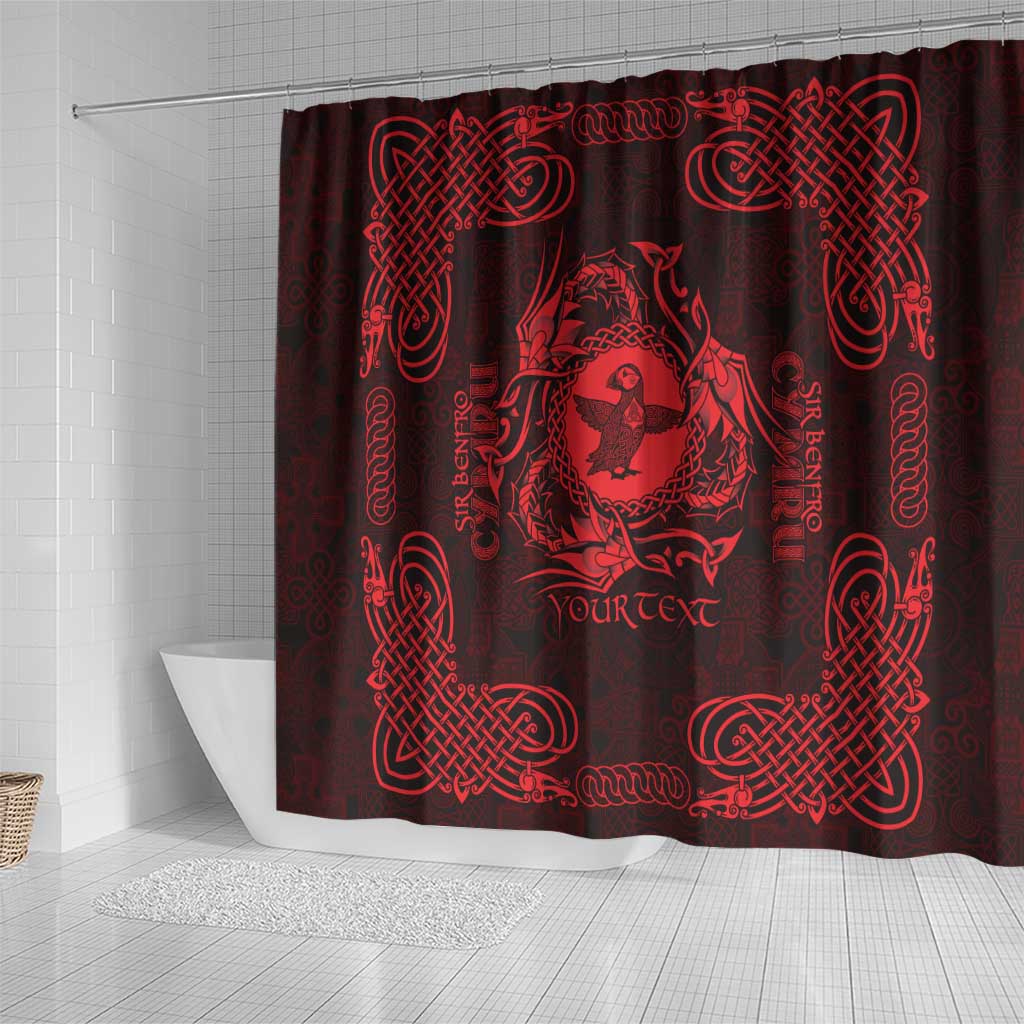 Personalized Pembrokeshire Sir Benfro Shower Curtain Red Puffin Celtic-inspired - Wonder Print Shop
